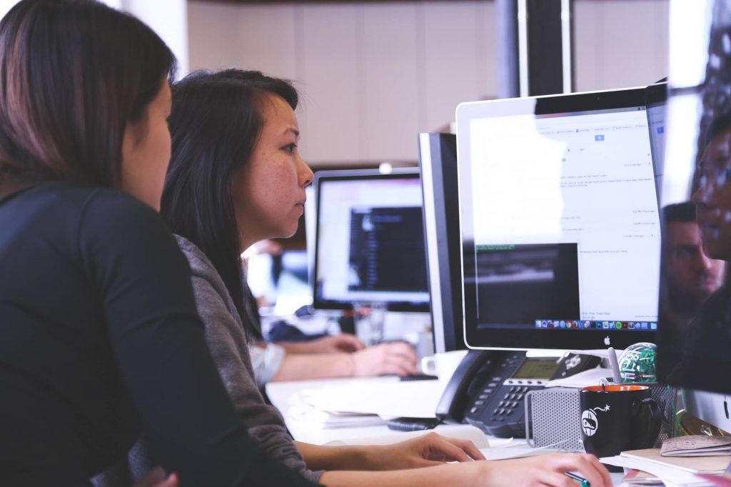 working woman technology computer