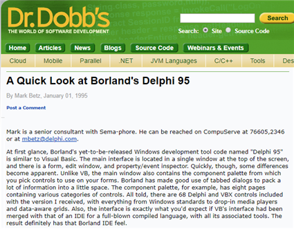 Release info from the web version of Dr.Dobb's Journal archives