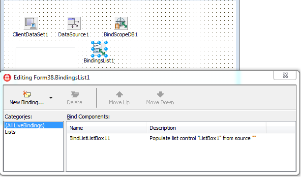 TBindingsList contains a TBindList component