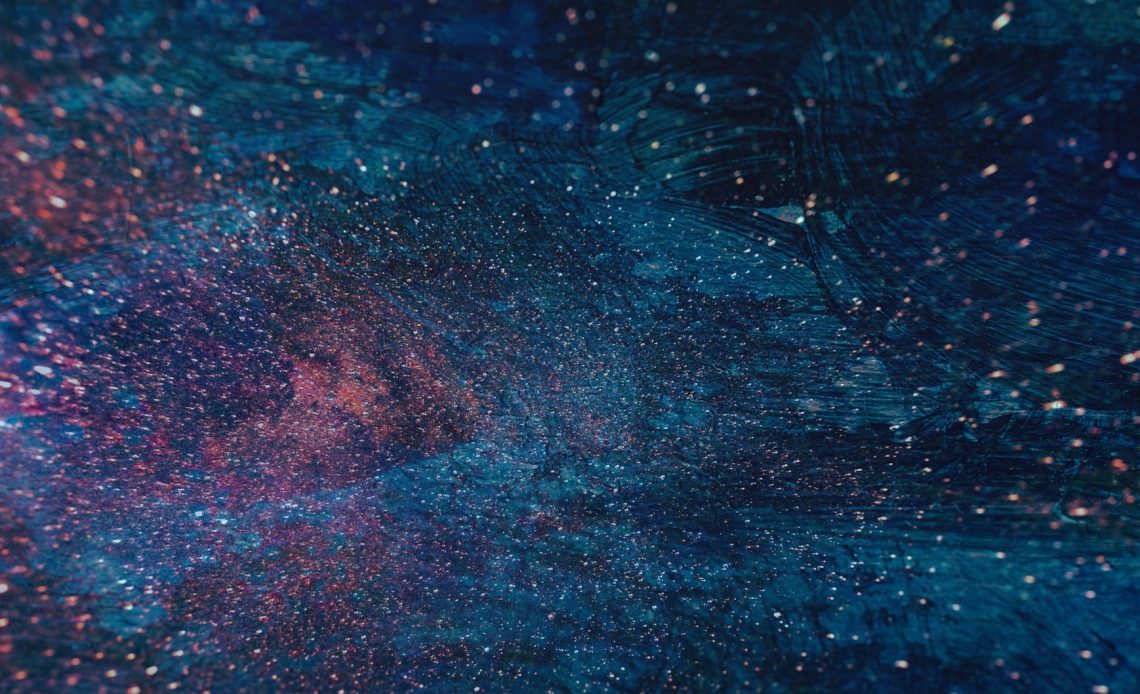 blue and red galaxy artwork