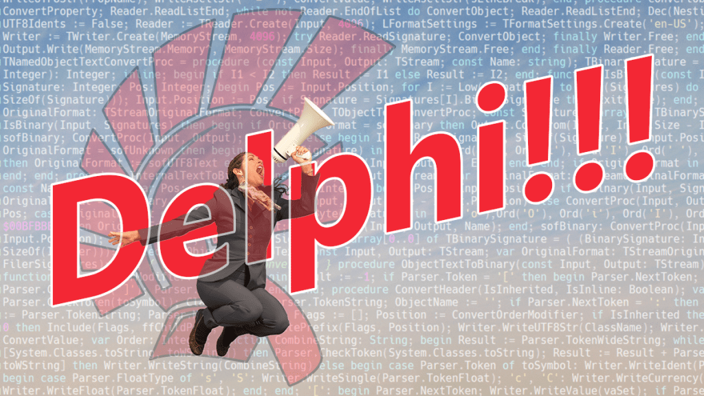 business woman on megaphone delphi