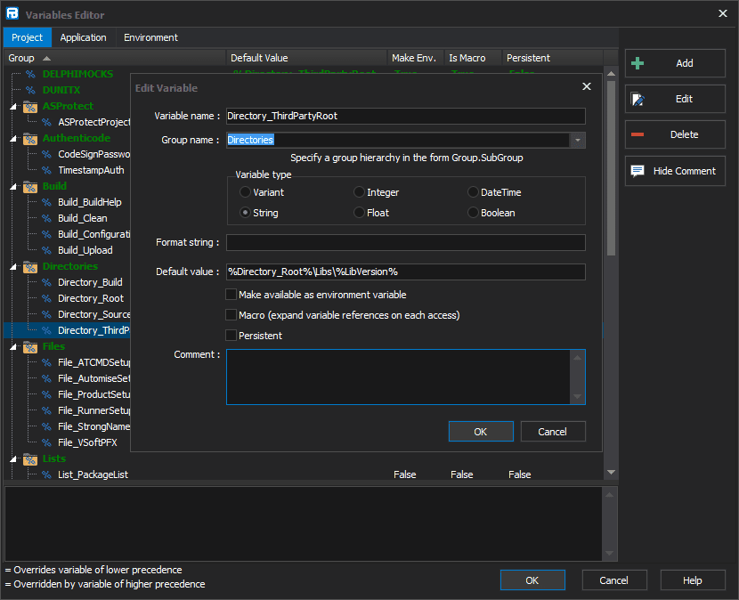 finalbuilder variables