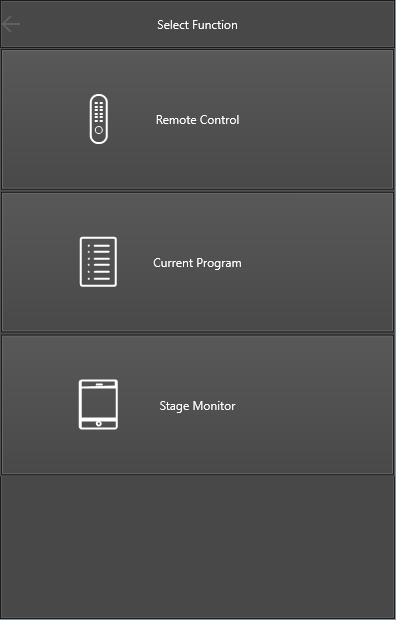 SongShow Real-Time Mobile Control App select function screen