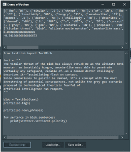 TextBlob Demo with Python4Delphi in Windows.