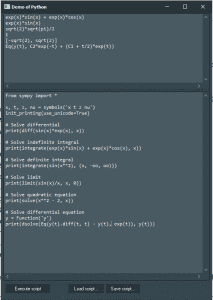 SymPy Demo with Python4Delphi in Windows.