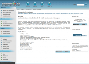 Component Ace Absolute Database website