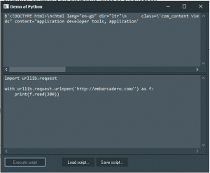 urllib Demo with Python4Delphi in Windows.