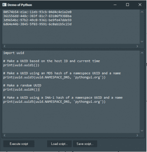 uuid Demo with Python4Delphi in Windows