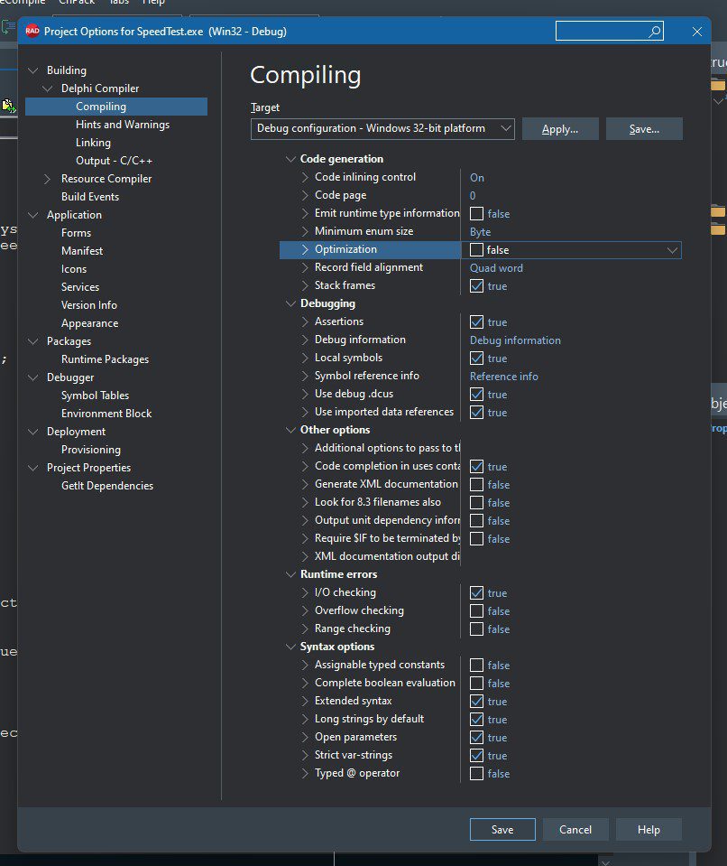 The Dark Secrets Of Faster Compilation With Delphi   compiler optimization settings