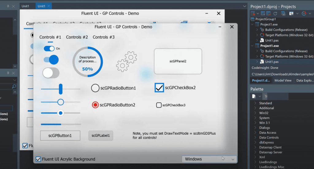 What You Need To Know - A Beginner's Guide To Windows UI Toolkits. Fluent UI demo screen.