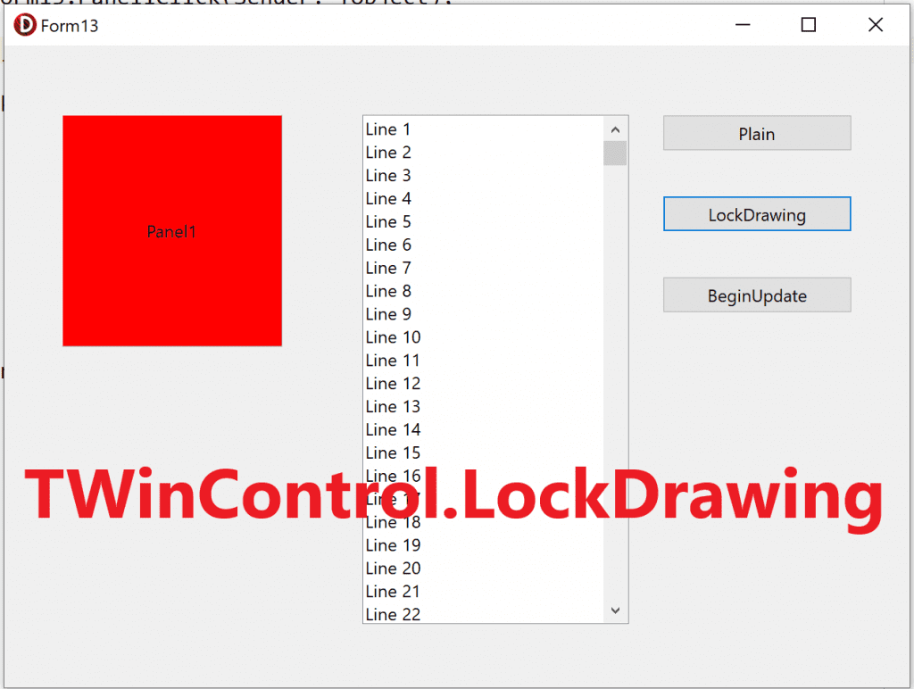 vcl110 lockdrawing text