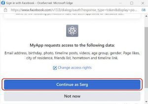 Access to current user account confirmation