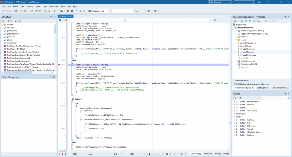 C++ Builder Is The Choice For The Award-Winning FileOptimizer - the C++ Builder screen