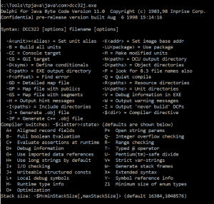 dcc32j command line app screen grab