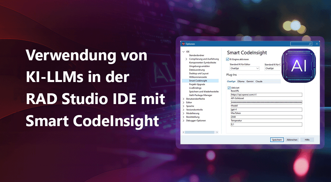 Verwendung von KI-LLMs in der RAD Studio IDE mit Smart CodeInsight