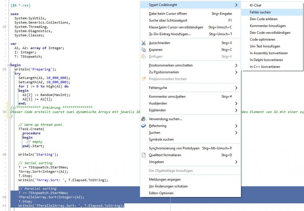 Smart-CodeInsight-Funktionen
