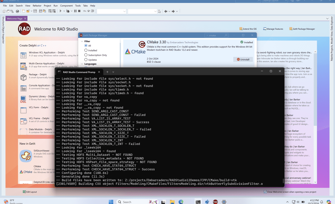 Practical Info: Using CMake with C++Builder 12.2 – Embarcadero RAD ...