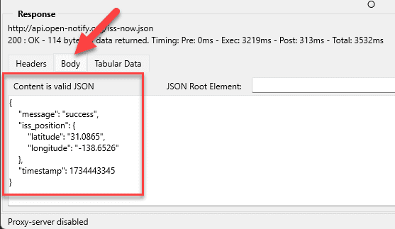 How To Live Track The ISS International Space Station - JSON returned