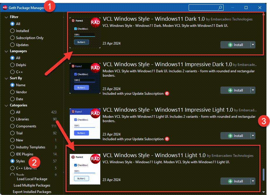 Windows 11 Dark and Light styles