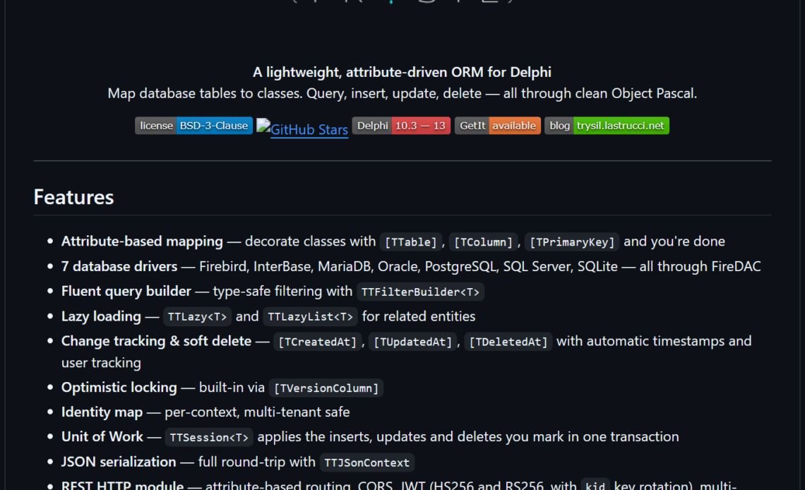Trysil - free open source ORM